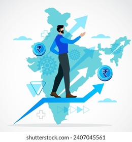 india economic growth concept vector