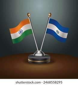 India and El Salvador table flags relation with gradient backgrund. Vector Illustration