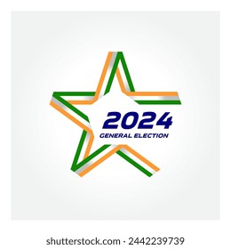 India Election political campaign 2024. General election vote. A stylized star in the colors of the flag of India.