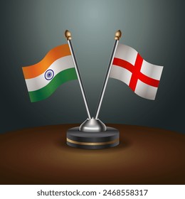 India and England table flags relation with gradient backgrund. Vector Illustration