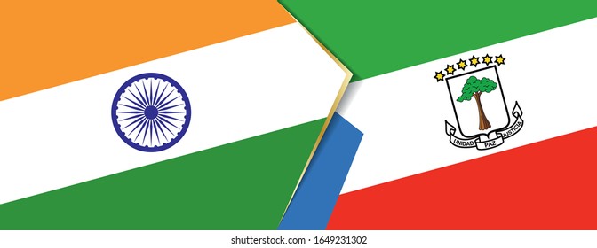India and Equatorial Guinea flags, two vector flags symbol of relationship or confrontation.