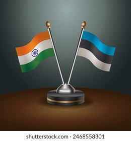 India and Estonia table flags relation with gradient backgrund. Vector Illustration