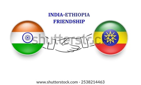india and ethiopia flags in circle with shake hand. india And ethiopia friendship. india And ethiopia flags, isolated on white background. Vector illustrator
