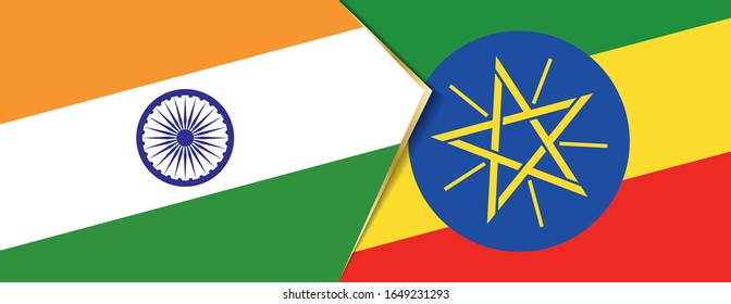 Banderas de India y Etiopía, dos banderas vectoriales símbolo de relación o confrontación.