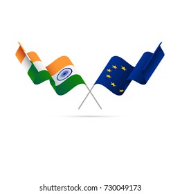 India and Europe flags. Vector illustration.
