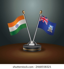 India and Falkland Islands table flags relation with gradient backgrund. Vector Illustration