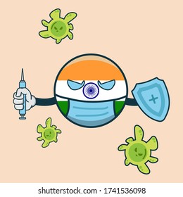 india fight corona virus vector illustration icon