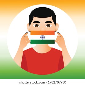 India fights coronavirus.Fight coronavirus.India flag background.Vector illustration fight covid-19 corona virus.