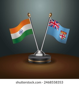 India and Fiji table flags relation with gradient backgrund. Vector Illustration