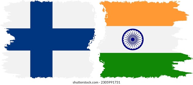 India and Finland grunge flags connection, vector