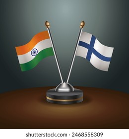 India and Finland table flags relation with gradient backgrund. Vector Illustration