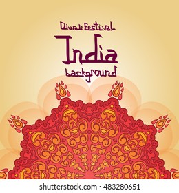 India fire background. Hand drawn vector illustration.