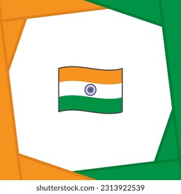 Plantilla de diseño de fondo de resumen de bandera de India. Banner en medios sociales del Día de la Independencia de India. Banner de India