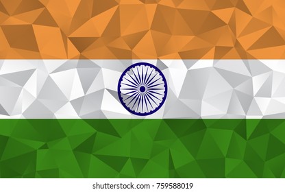 India flag. Abstract Polygon Geometric Shape Background. Vector eps10.