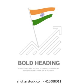 India Flag with analytics graph up, Bold heading and place for text template