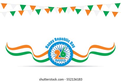 india flag with ashoka chakra, happy indian republic day design