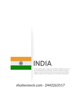 Indische Flagge Hintergrund. Staatspatriotische indische Flagge, Titelseite. Dokumentvorlage mit Indiaflagge auf weißem Hintergrund. Nationales Poster. In: Business Booklet. Vektor-Illustration, einfaches lakonisches Design
