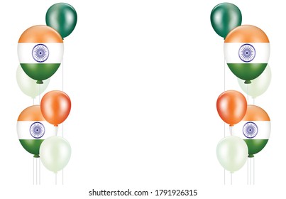 India flag balloons vector illustration isolated in white background.India independence day.India republic day.Green and Orange balloons.