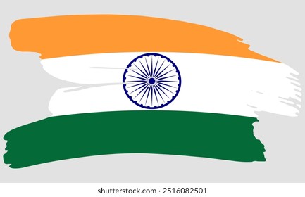India flag brush paint texture. Grunge India flag. Indian emblem brush concept