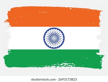 ícone de vetor de textura de pintura de pincel com bandeira da índia