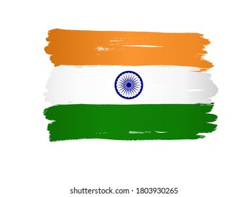 India flag with brush paint textured, background, Symbols of India, graphic designer element - Vector - illustration