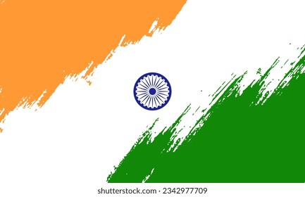 Bandera de la India con pincel pintado con fondo aislado texturado, Símbolo de la India, plantilla para banner, tarjeta, publicidad, promoción, diseño web, vector, principal país deportivo ganador de oro. Vector de pincel de bandera de la India.