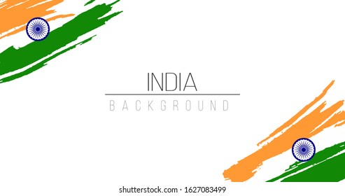 India flag brush style background with stripes. Stock vector illustration isolated on white background.