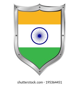 India flag button on a white background. Vector illustration.