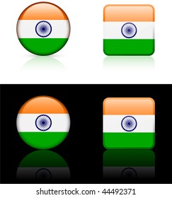 India Flag Buttons on White and Black Background Original Vector Illustration