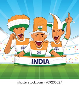 india Flag. Cheer football support Vector illustration.
