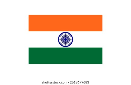 India flag. Colorful Indian flag flutters on white background. Vector illustration