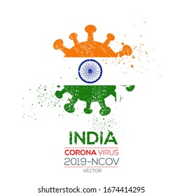 Indicador de la India con el símbolo del virus de la corona (2019-nCoV), ilustración vectorial.