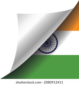 india flag with curled corner vector