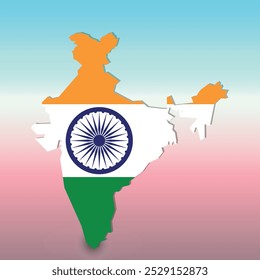 India flag design , Map of India with a beautiful vector design and illustration , National flag of india