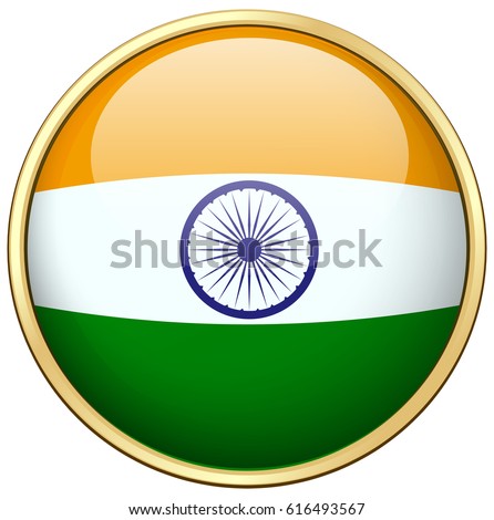 India flag design on round badge illustration