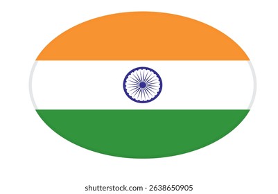 India flag ellipse shaped. vector