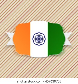 India Flag Emblem with Ribbon