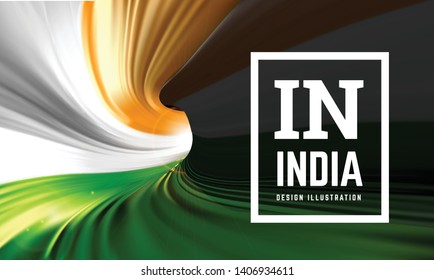 India flag in the form of a spiral pipe. Inside view. Vector illustration