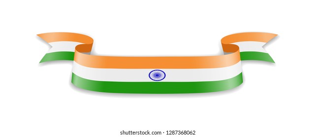 India flag in the form of wave ribbon. Vector illustration.