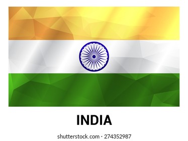 India Flag, geometric polygonal shapes. Vector illustration.