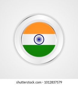 India flag in glossy vector icon.