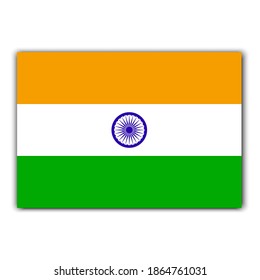India flag, great design for any purposes. Ashoka chakra. Vector icon. Green india flag on white background.