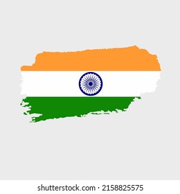 India flag with grunge texture. Vector illustration of India flag painted with brush with grunge effect and watercolor stroke. Happy Independence Day