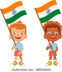 India Flag Hand Children Holding Flag Stock Vector (Royalty Free ...