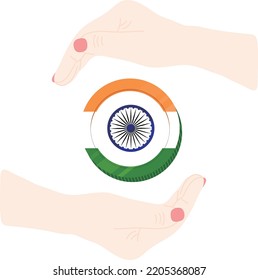 Bandera de la India dibujada a mano, rupia india  