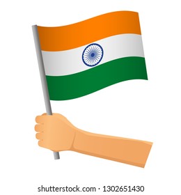 India flag in hand. Patriotic background. National flag of India vector illustration