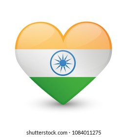 India Flag Heart Love Emoji Icon Object Symbol Gradient Vector Art Design Cartoon Isolated.