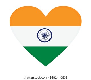 Bandera de la India en forma de corazón. Vector