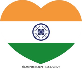 India flag, Heart vector, sticker, eps10