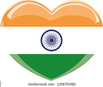 India flag, Heart vector, sticker, eps10